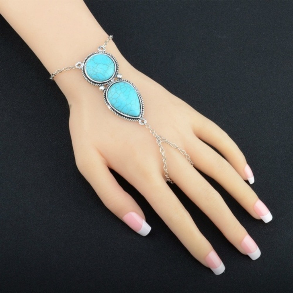 💕New! Boho turquoise finger bracelet body jewelry